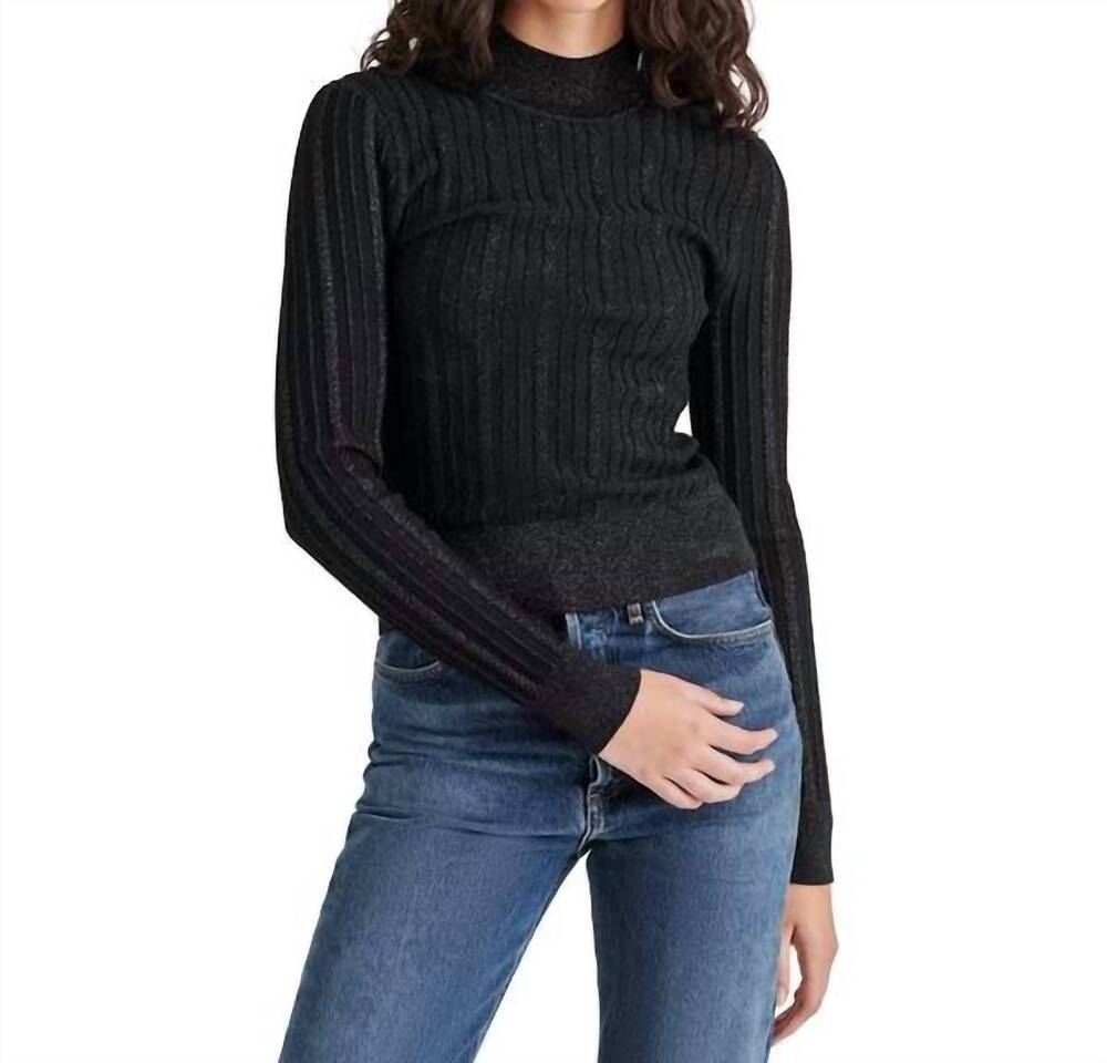 NEW STEVE MADDEN pamela metallic cable-knit sweater in black